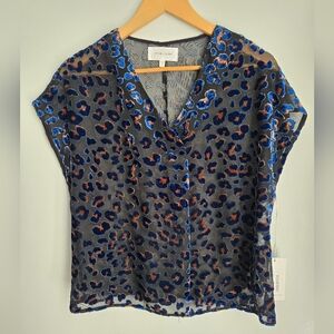 New DEAR JOHN Chic Leopard Print Sheer Tencel Top